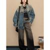 Y2K Vintage Distressed Denim Jacket for Women - 2025 Spring/Autumn Loose Trendy Style