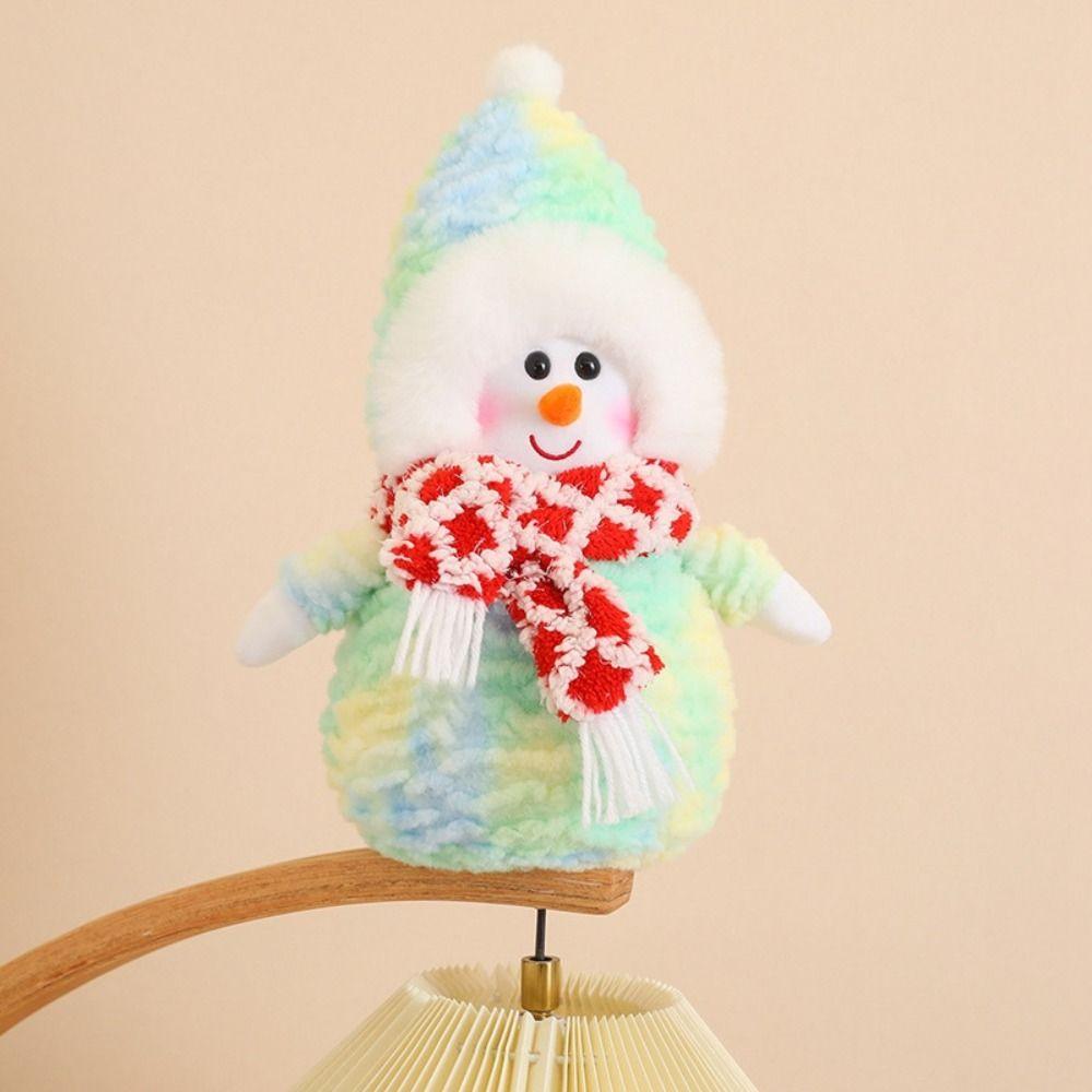 Fluffy Santa Claus Plush Toys Cartoon Snowman Stuffed Dolls Scarf Snowman Plush Toy  Party Favors