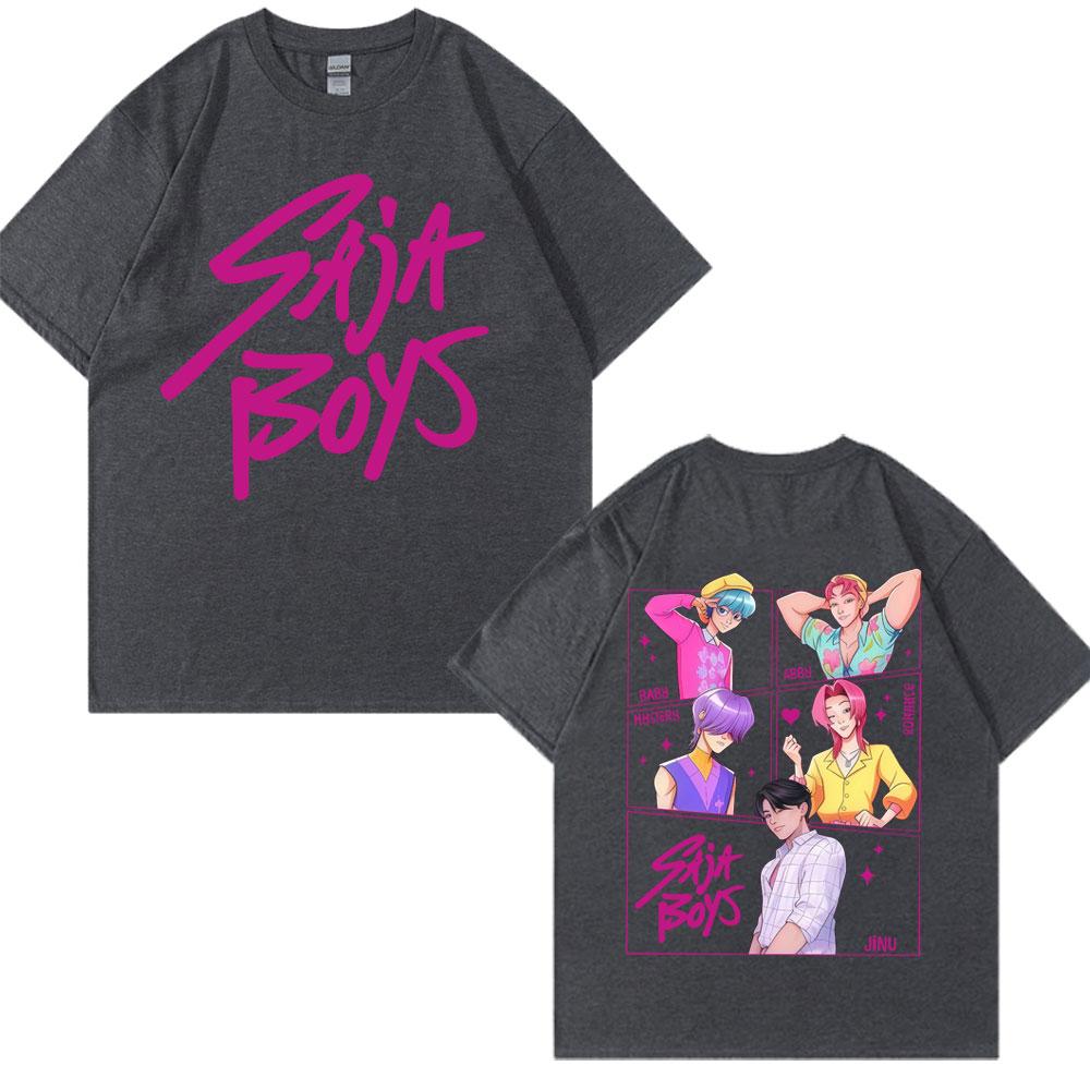 New Movie Anime KPop Demon Hunters Saja Boys Tshirt Men Women Trend Harajuku Cosplay T Shirt Loose Cozy Cotton Casual T Shirts