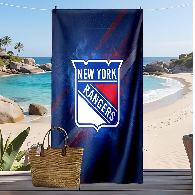 Asciugamano da Spiaggia Stampa New York Rangers Morbido Portatile Asciugatura Rapida?Asciugamano Asciutto Per Piscina Vacanza Estiva Sport all'Aperto