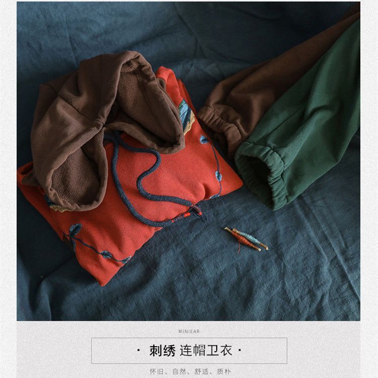 Dámská mikina s kapucí a výšivkou nadměrné velikosti na začátek podzimu, volný pulovr, ležérní dámský top