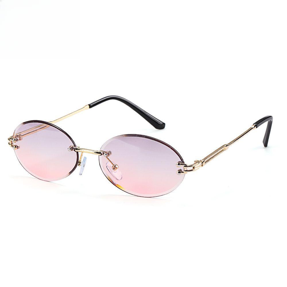 

Овальные солнцезащитные очки без оправы для женщин, винтажные солнцезащитные очки с линзами, трендовые тонированные очки, защитные очки UV400, уличные аксессуары As Shown