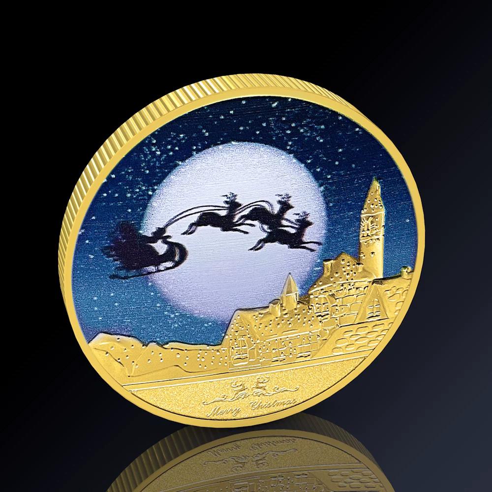 Christmas Snowman Colored Coin Elizabeth Commemorative Medal Silver Coin Christmas Eve Small Gift Tooth Fairy Colored Silver Coin