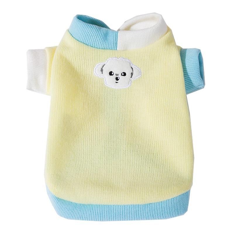 Cute Puppy Dog Contrasting Color Knitted Thin Cardigan Spring Small and Medium-sized Dog Cat Bipod Pet Teddy Clothes