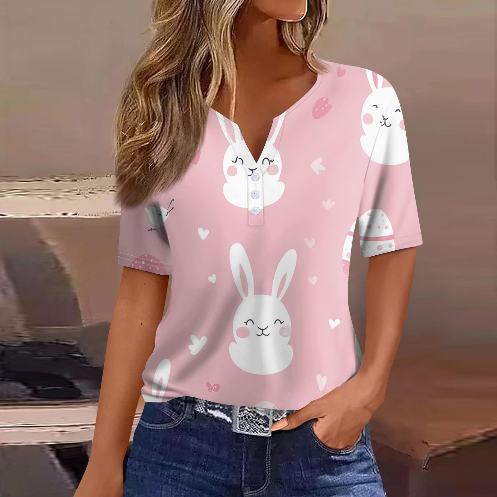 

Жен. Футболка С принтом Пуговицы С короткими рукавами Повседневные Выходные Мода Классический V-образный вырез Обычный Верх M