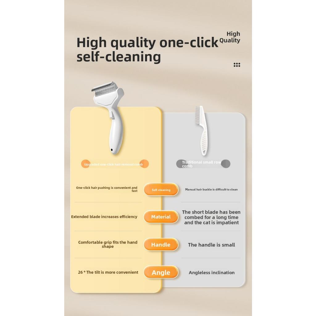 Tierknotenkamm, Katzenspezifischer Kamm für lose Haare, Hundeenthaarungswerkzeug, Edelstahl-Katzenhaarreinigungsbürste