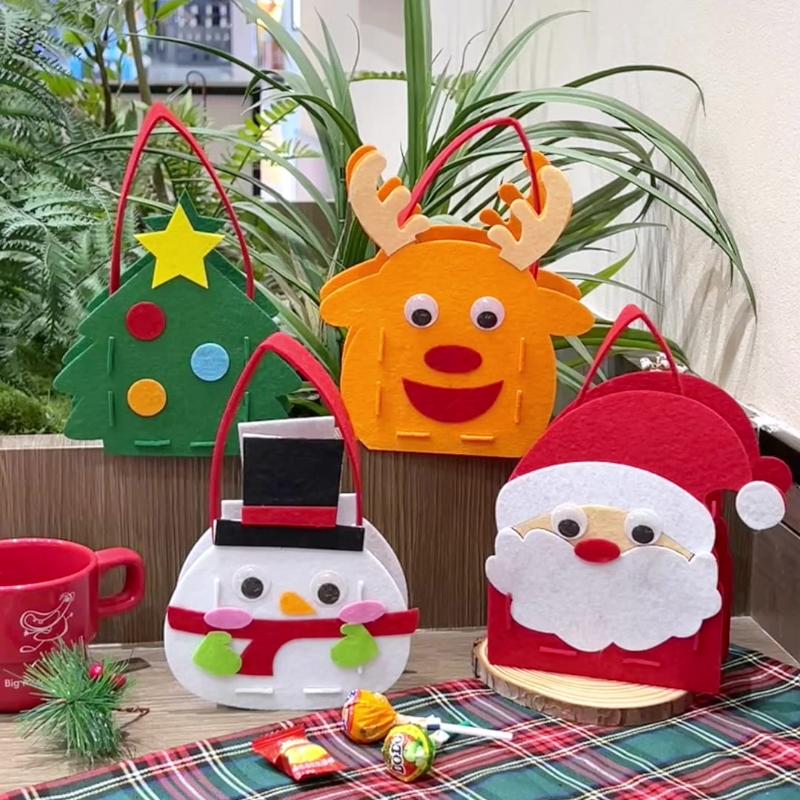 Christmas Theme Diy Handmade Shoulder Bag Handbag Sewing Creative Art And Handmade Activities Gifts Children'S Handmade Toys