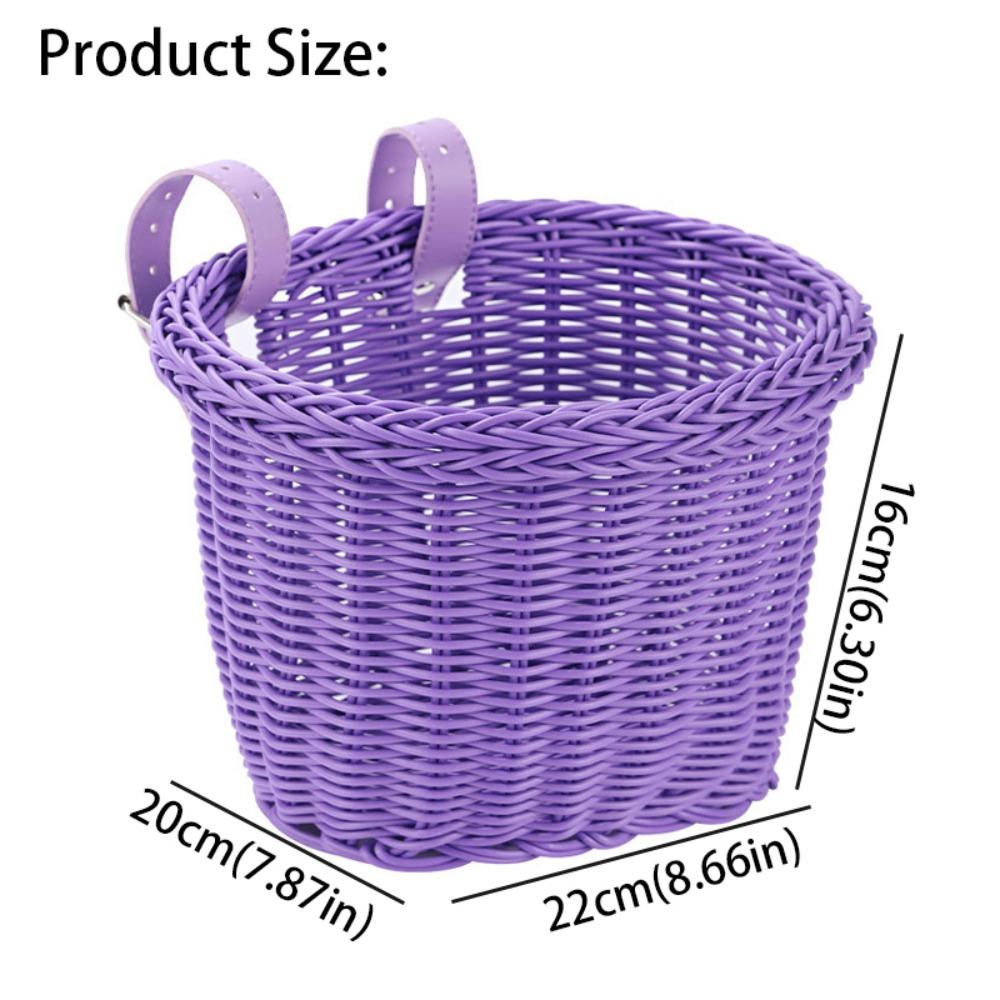 Adjustable Leather Straps Front Handlebar Basket Handwoven Cycling Handlebar Basket  Girls Bike