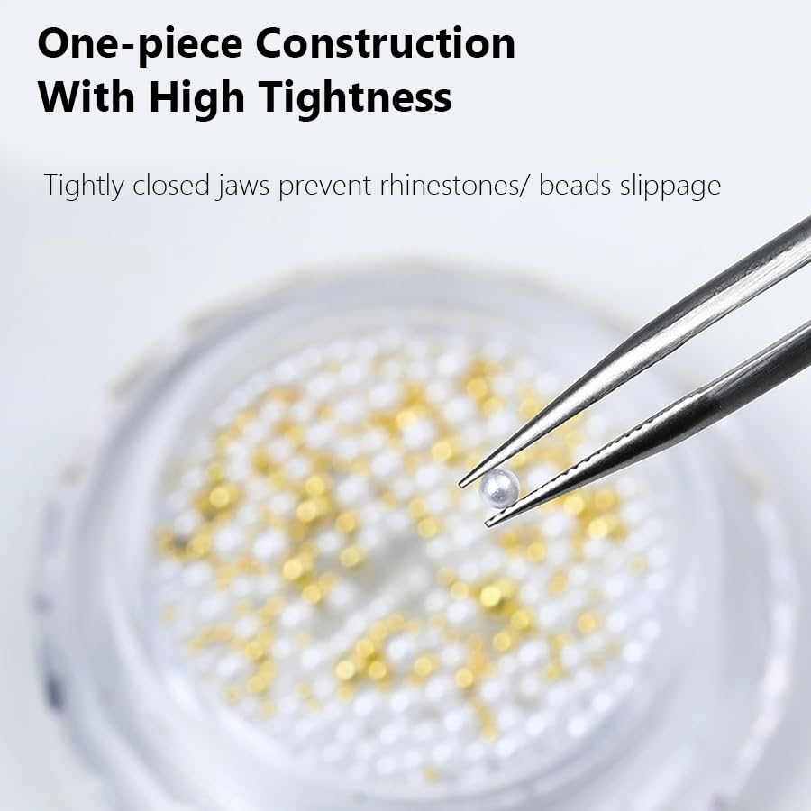 Anti-Slip with Lock Nail Art Tweezers, Density Fine Tip Rhinestones Gem Beads Pickup Tool for Acrylic Nails, nail art tweezers