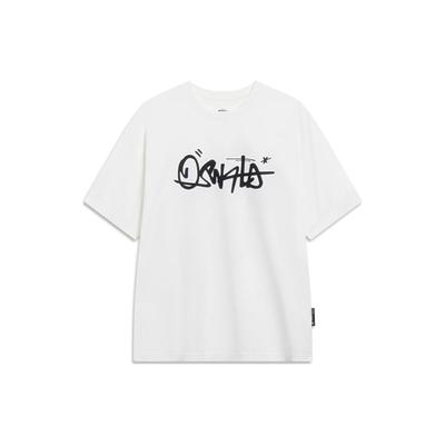 Vzorované tričko s potiskem písmen Unisex topy Mléčně bílá AHST313-4