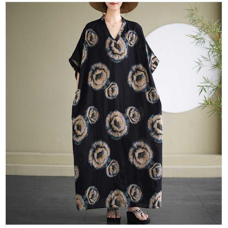 V-Neck Vintage Long Flesh-Covering Dresses