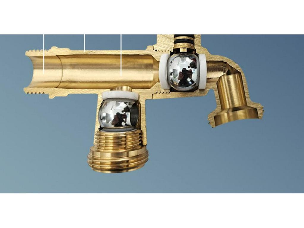 Outdoor Double-Control Brass Faucet for Kitchen and Garden