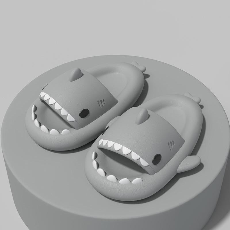 Cute Shark Slippers 4CM Platform Women Men Indoor Bathroom Slides Couples Summer Shoes Soft EVA Female Male Beach Flip Flops