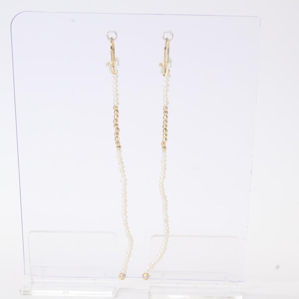 MIZUKI [Beautiful Condition] 14K Cut Beads/Pearl Long earring Yellow GoldUsed