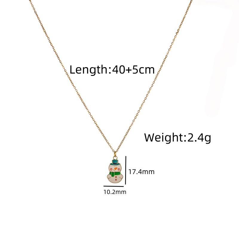 Titanium Steel 14K Gold Santa Claus Pendant Necklace - Cute Cartoon Christmas Series