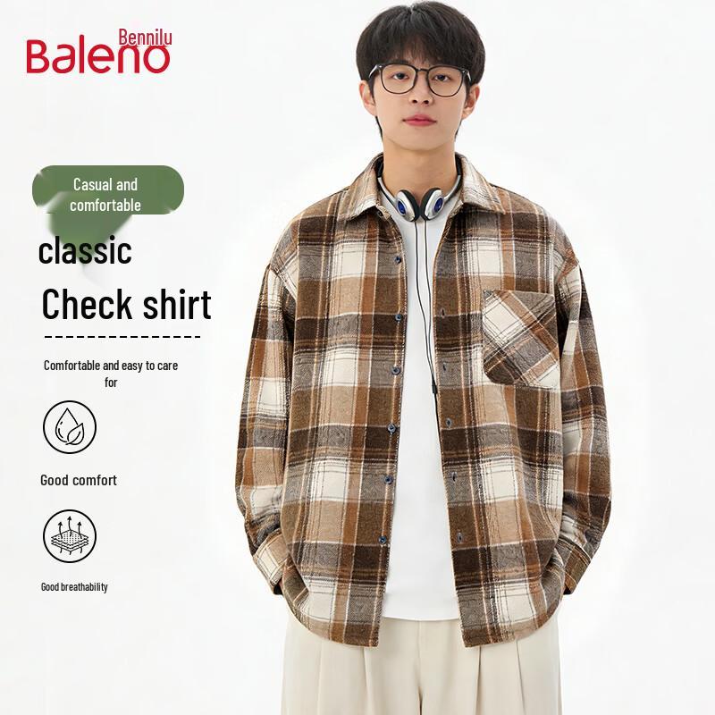 Мужская повседневная клетчатая рубашка с длинным рукавом Baleno 2XL