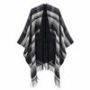 Scottish Classic Plaid Tassel Thick Warm Split Shawl Cape