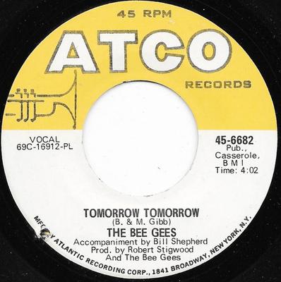 7inch Record BEE GEES - Tomorrow Tomorrow 456682 ATCO Records 1969 US Rock Used