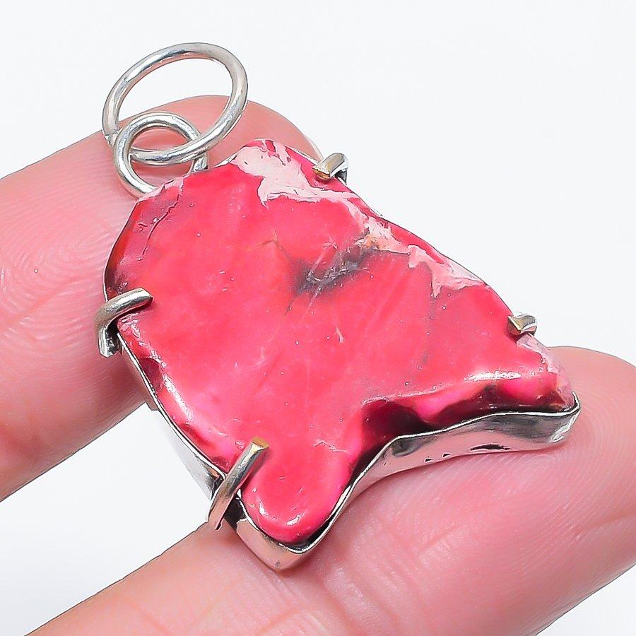 Natural Red Sea Sediment Jasper 925 Sterling Silver Jewelry Pendant 1.77" k3C32