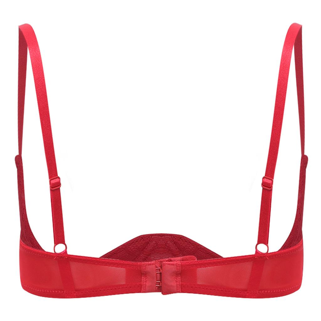 Sujetador de Encaje para Mujer 1/4 Taza Balconet Bralette Con Aros Diseño Push Up Top de Lencería Floral