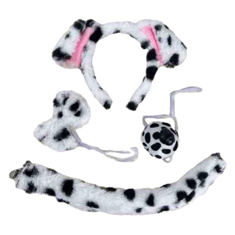 Kids Halloween Dog Costume Set Animal Cosplay Costumes Dog Ears Headband Bowtie Tail and Nose for Kid Girl Halloween