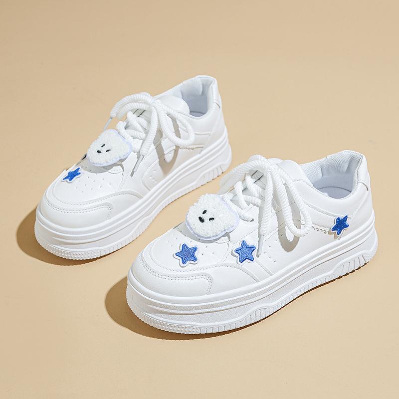 

Korean version of thick-soled cute little white shoes women s 2025 new fashion casual versatile sports casual flat baseplate shoes 35 белый