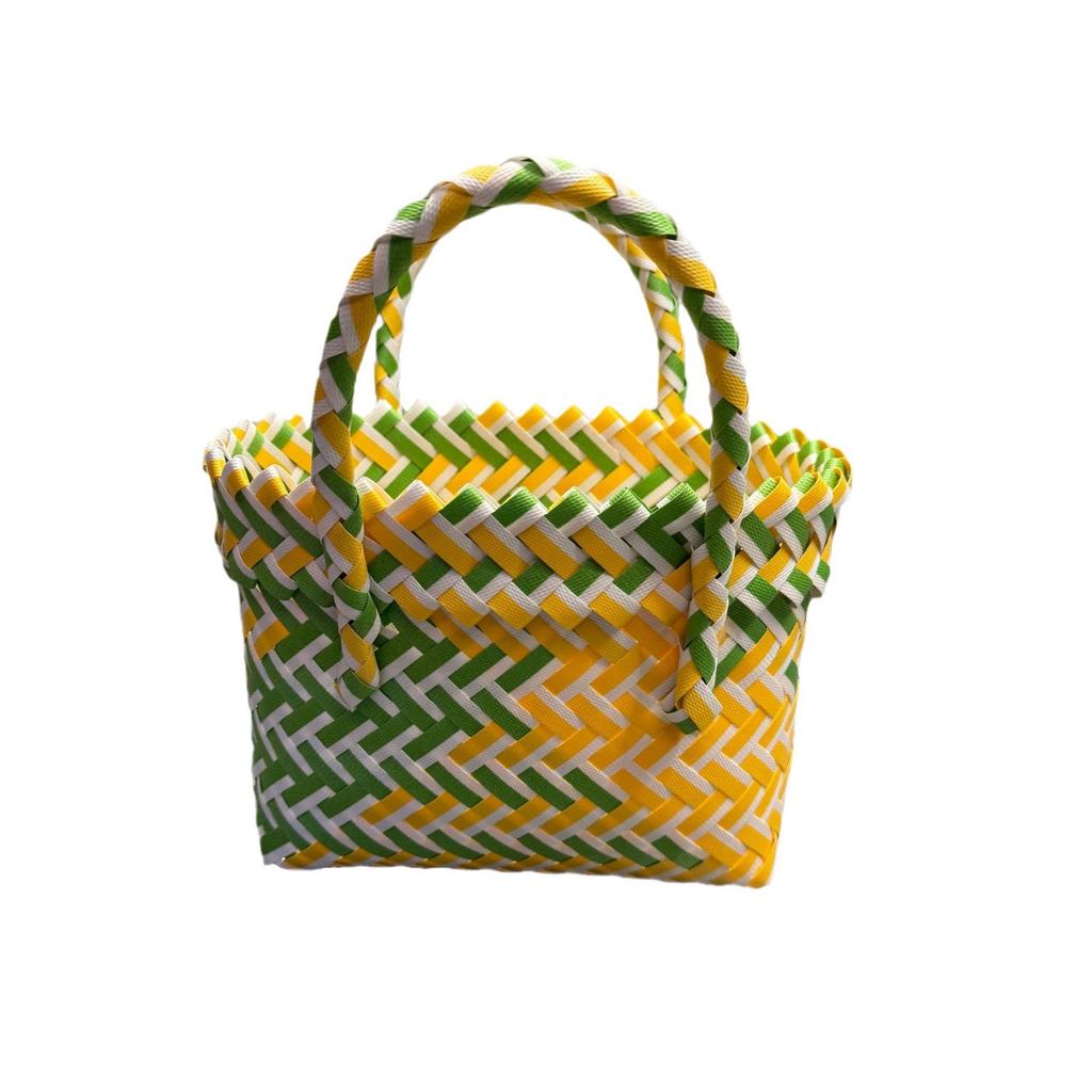 Plastic Woven Handbag Woven Basket Souvenir Basket Bag Beach Women's Bag