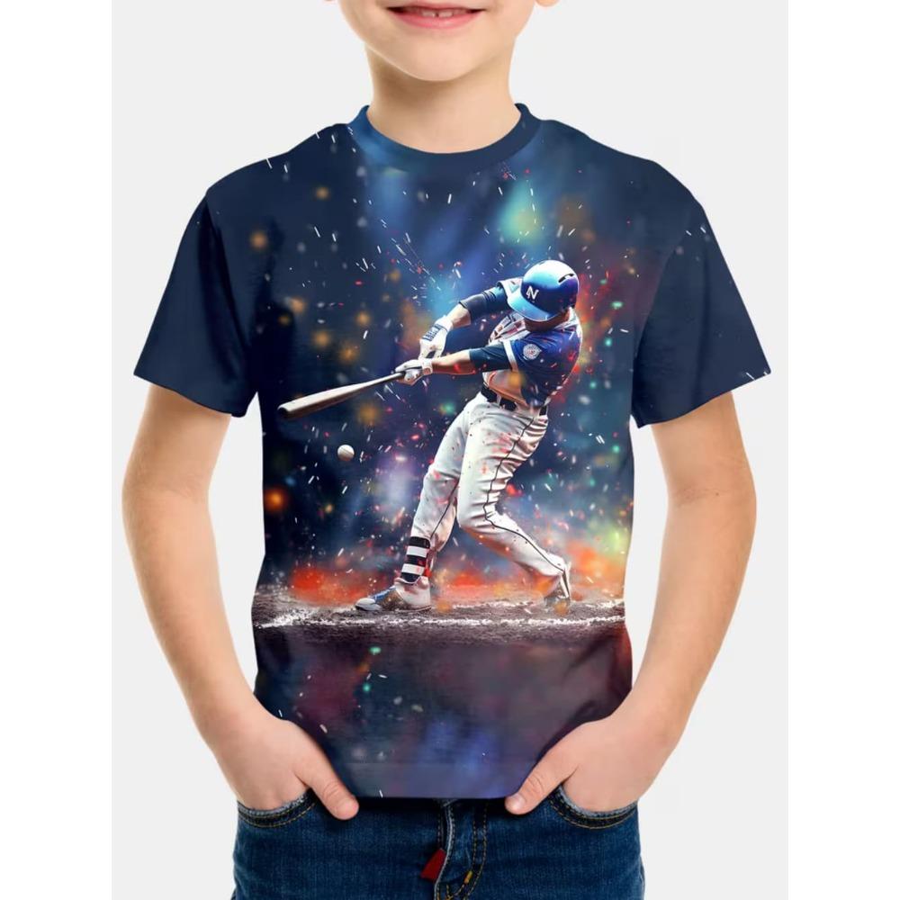 T-Shirt für Kinder Mode 3D-Druck Sommer Kurzarm-T-Shirt Personalisiertes Hip-Hop Bequemes Rundhals-T-Shirt Sportoberteil