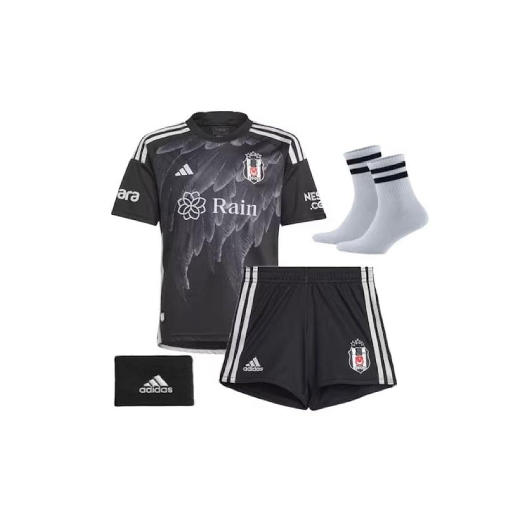 Bkt - Set di 4 Maglie da Calcio per Bambini con Motivo Peloso - Nero