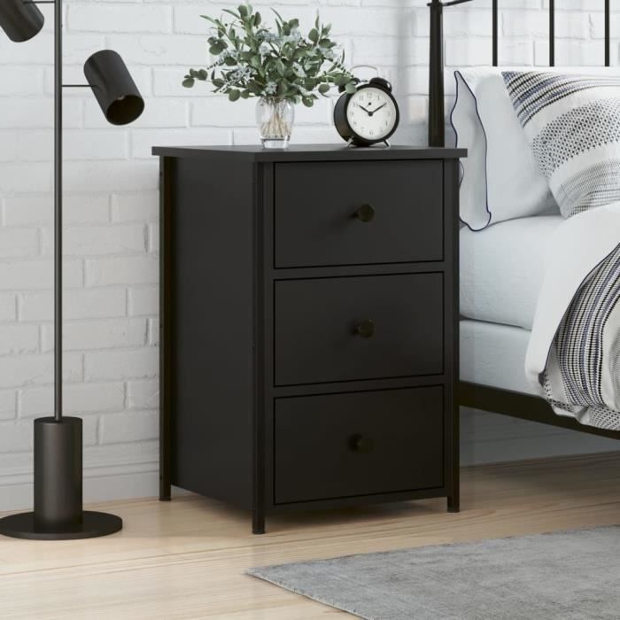 VidaXL Table de chevet noir 40x36x60 cm bois d’ingénierie 825993