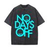 No Days Off 24 365 Clock Graphic Washed Vintage Short Sleeve Loose Streetwear Tee