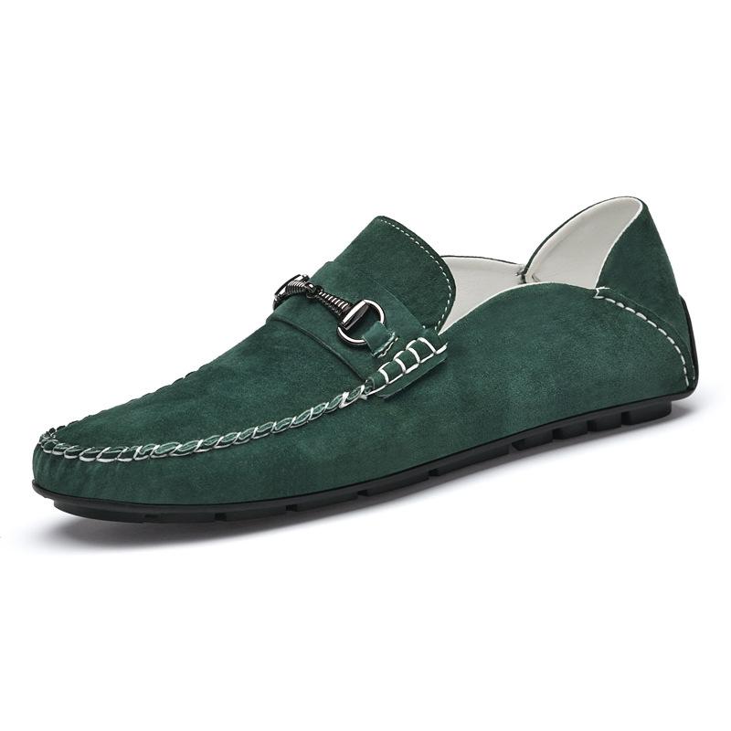 

0033 Men S Shoes Doudou Shoes One-Pedal Flat-Soled Lazy Leather Shoes Driving Casual Shoes Spring Low-Top Suede Leather Shoes 46 grass зелений колір