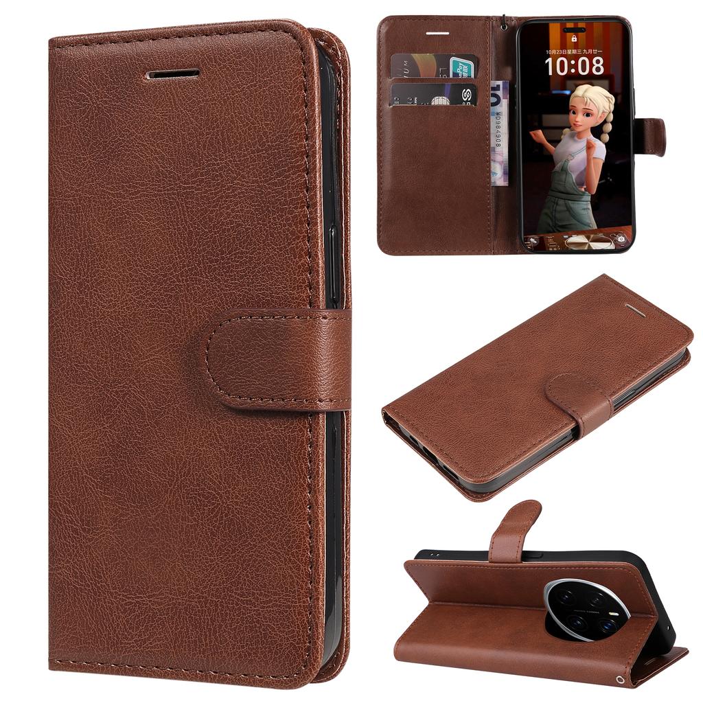 For Honor Magic7 Pro 5G Case Solid Color Leather Mobile Cover Wallet Stand with Strap