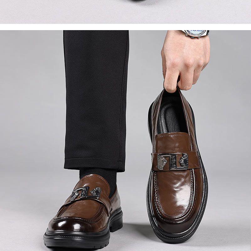 Herren Echt Rindsleder Atmungsaktive Slipper - Britischer Stil, Business Formal & Freizeit Slipper in Schwarz.