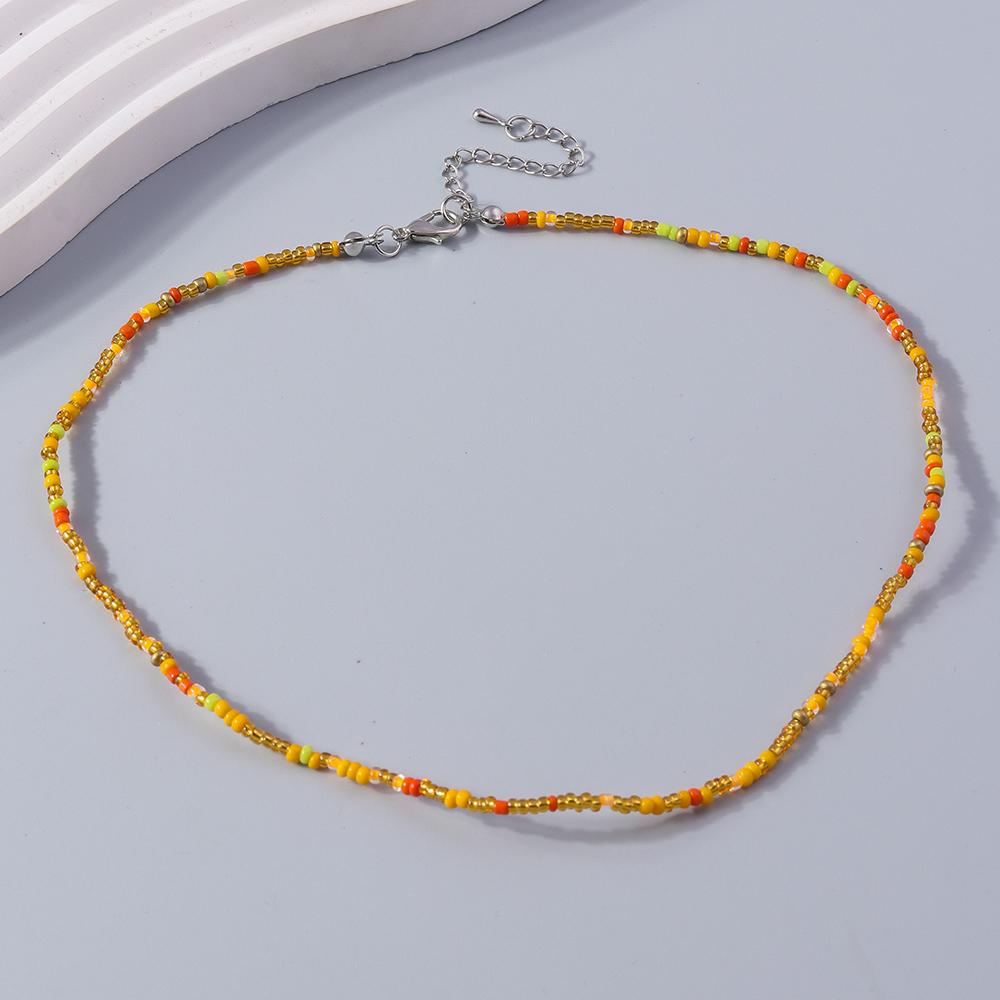 Fashion Candy Color Beaded Necklace Colorful Beads Boho Choker Necklace for Women Girls Holiday Jewelry Gifts