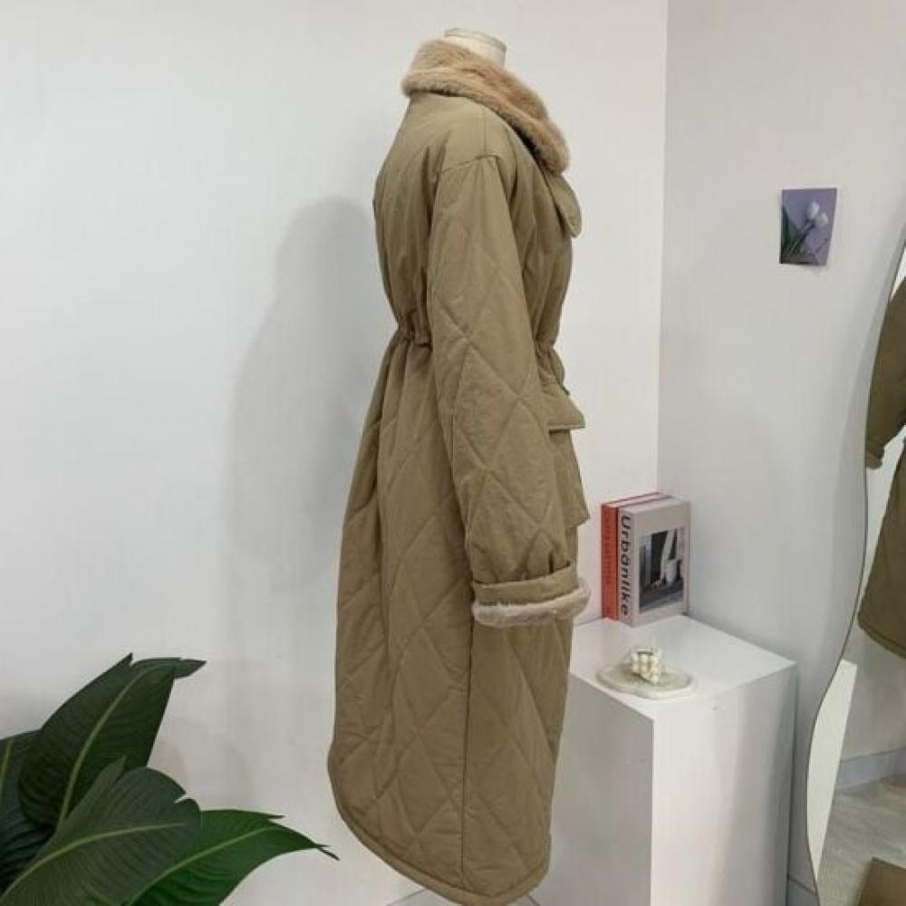 C S In The Room Hapo quiltIng mInk Fur lInIng StrIng Collar Long paddIng Coat 2C