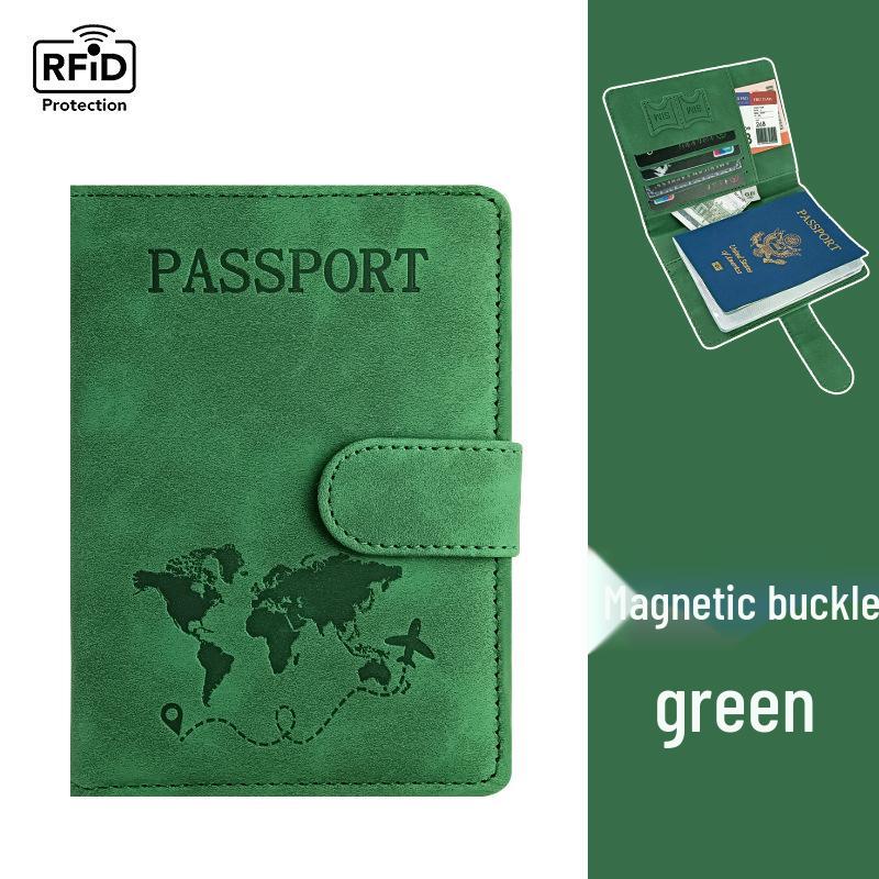 PU Leather Multi-Card Passport Holder with Embossed Design