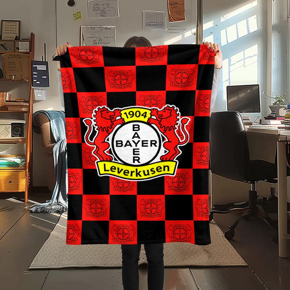 

1Pc Bayer 04 Leverkusen Print Flannel Blanket High Quality Warm Comfortable Cover for All Seasons Perfect for Gifts Home Decor 80cm x 120cm