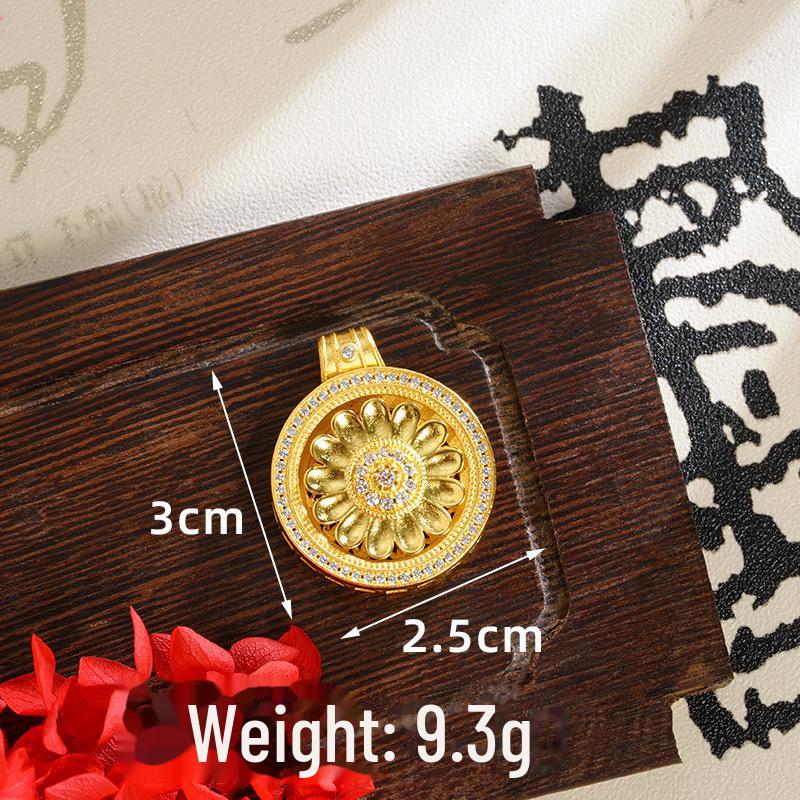 Ancient Gold Sand Eight-Treasure Compass Blessing Necklace - Chinese Retro Copper Alloy Jewelry