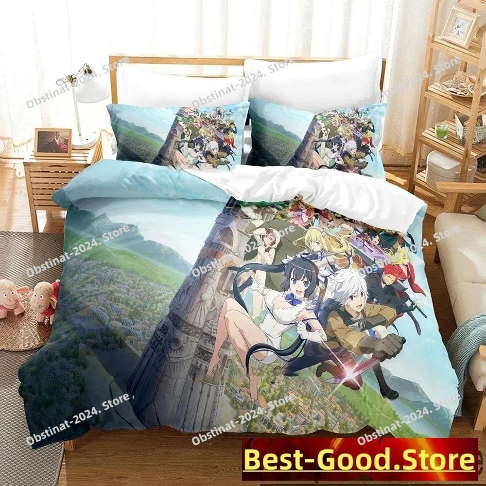 3D Print DanMachi Anime Hestia Bedding Set Duvet Cover Bed Set Quilt Cover Pillowcase Comforter king Queen Size Boys Adult