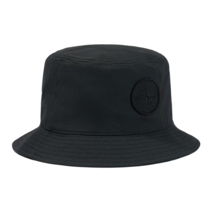 STONE ISLAND Logo Cotton Fisherman Hat Unisex Hats Black 811598161-V0029
