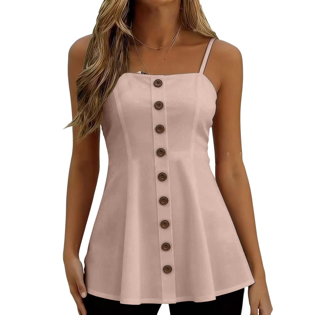 Women's Fashionable Button-down Sleeveless Vest Top