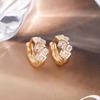 Korean-Style Geometric Earrings: Two-Color Gold & Silver Zircon Studs