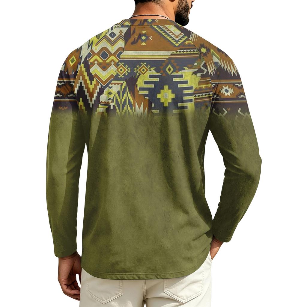 Maglietta da uomo a maniche lunghe raglan con scollo casual per l'uso quotidiano