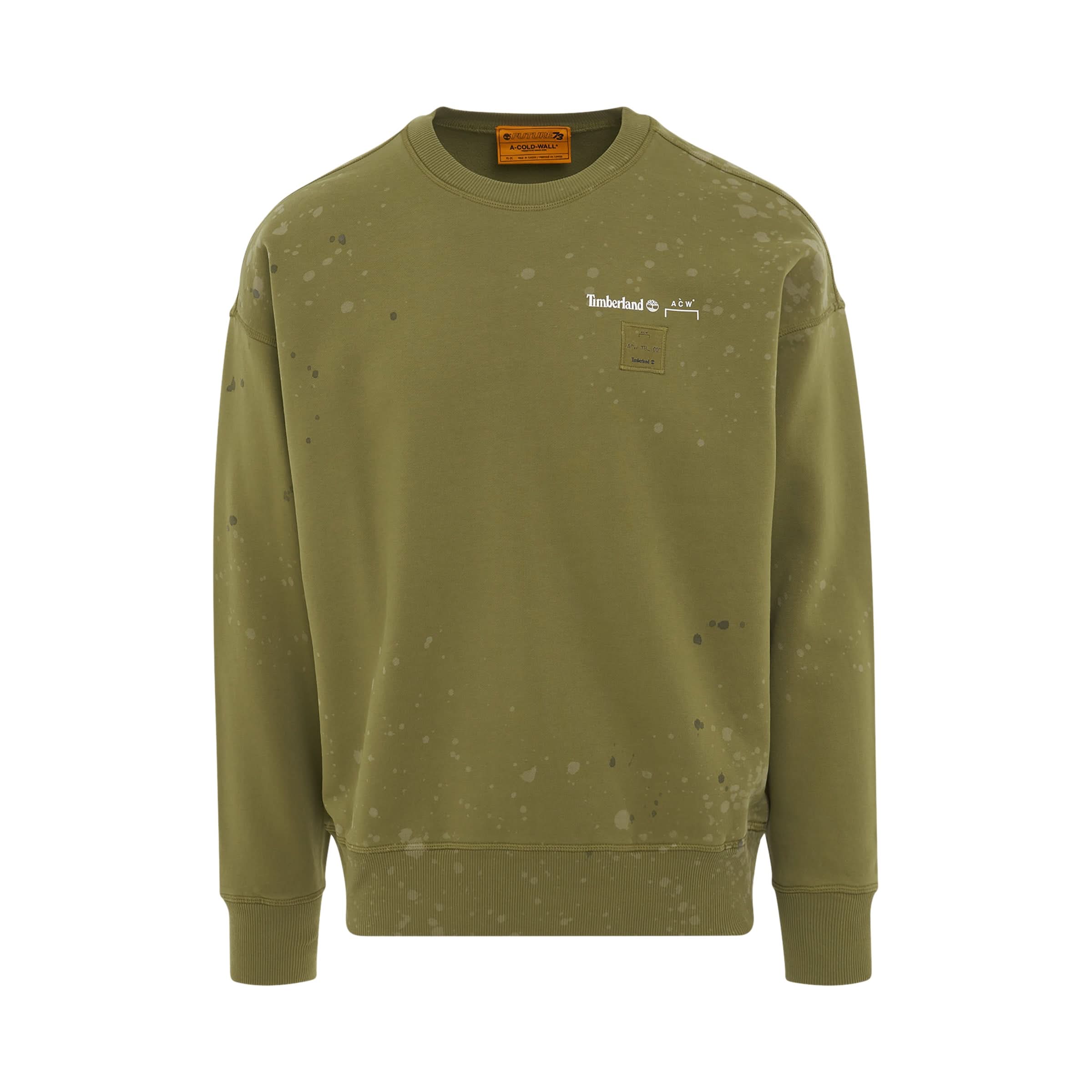 Timberland Men s Splatter Paint Crew Neck Sweatshirt Olive Green A6PGWDY4 XL
