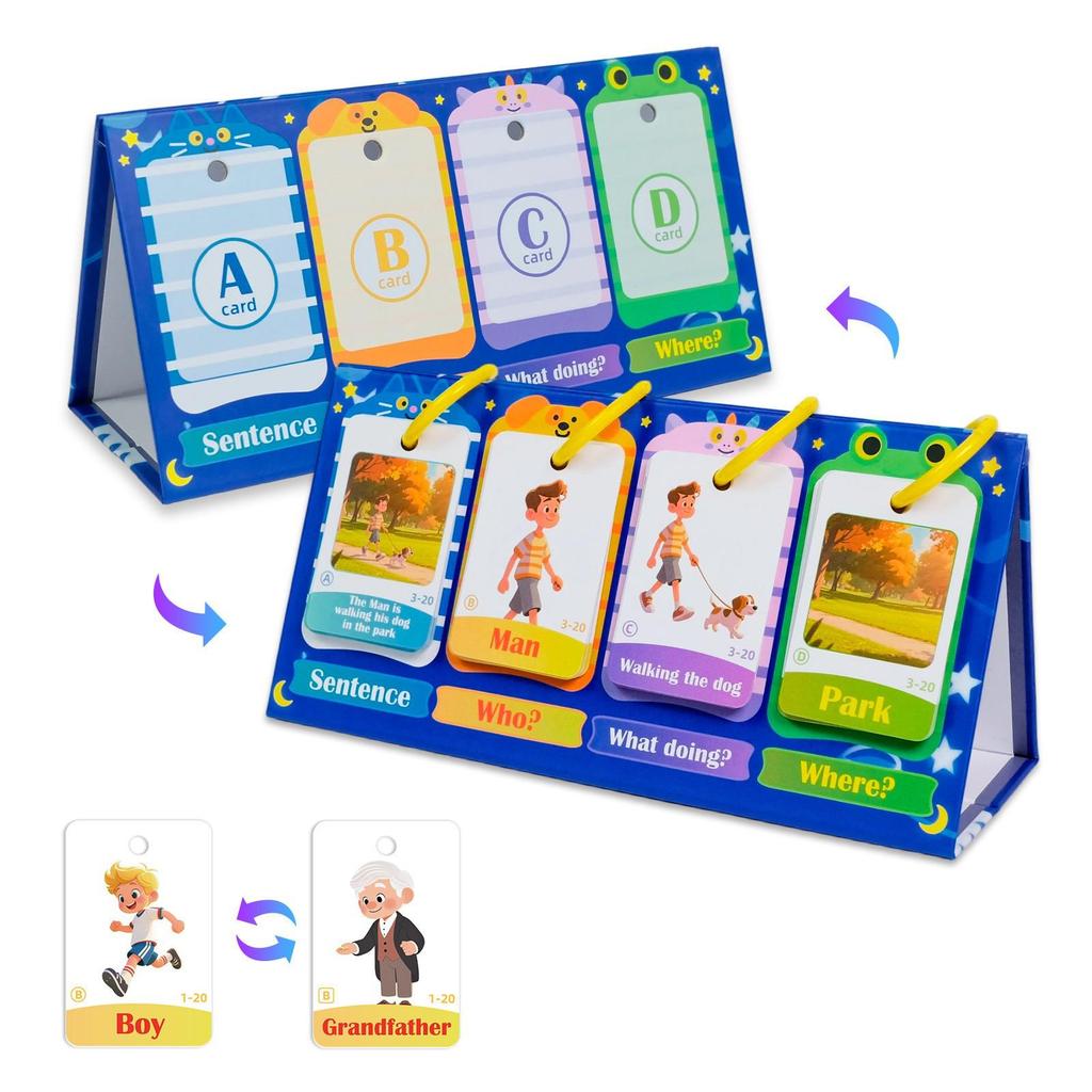 3D English Flashcards for Parent-Child Interaction - Educational Desktop Cards with Pictures and Text for Color Learning.