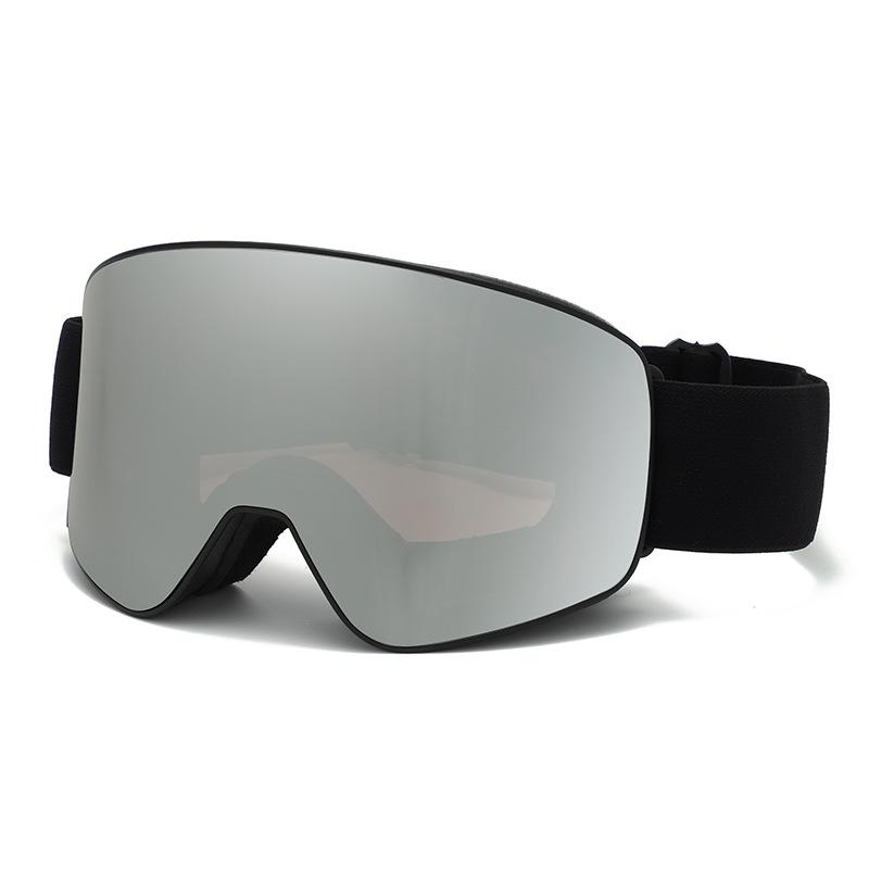 

Children s magnetic ski goggles with dual lenses, double-layer anti-fog, outdoor protective eyewear for skiing Magnetic black frame+Silv