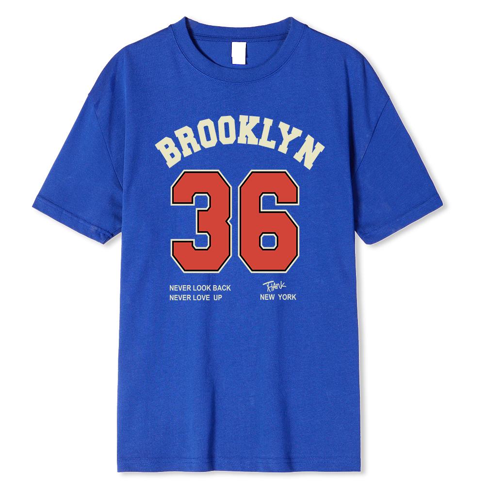Brooklyn 36 Art Letter Retro Design Cartoons Printing Clothing Male Breathable Tshirt Loose T-Shirts Cotton Short Sleeve