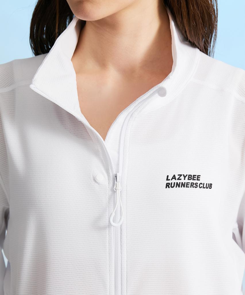 Leijibi Tech Flow Hydro Stand Neck Loose Fit Zip-Up Rash Guard W White