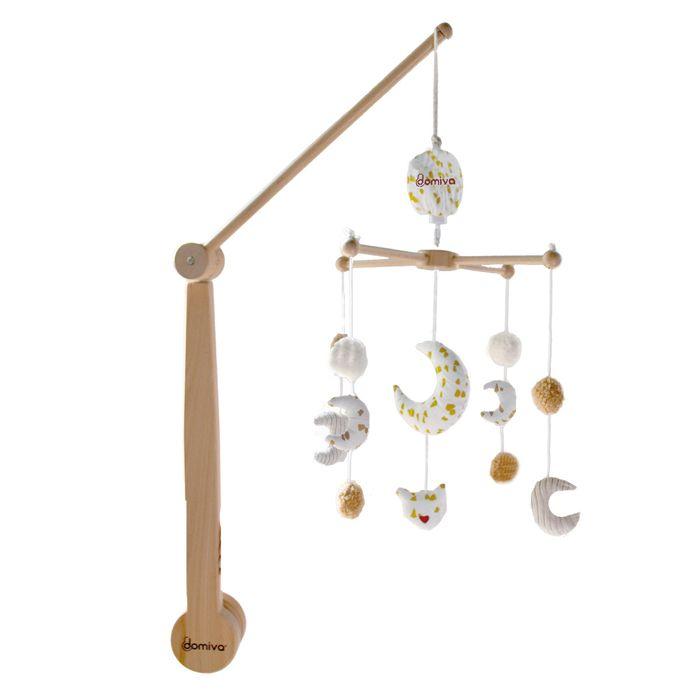 Mobile musical lune pour bébé Naturel 60x40 cm